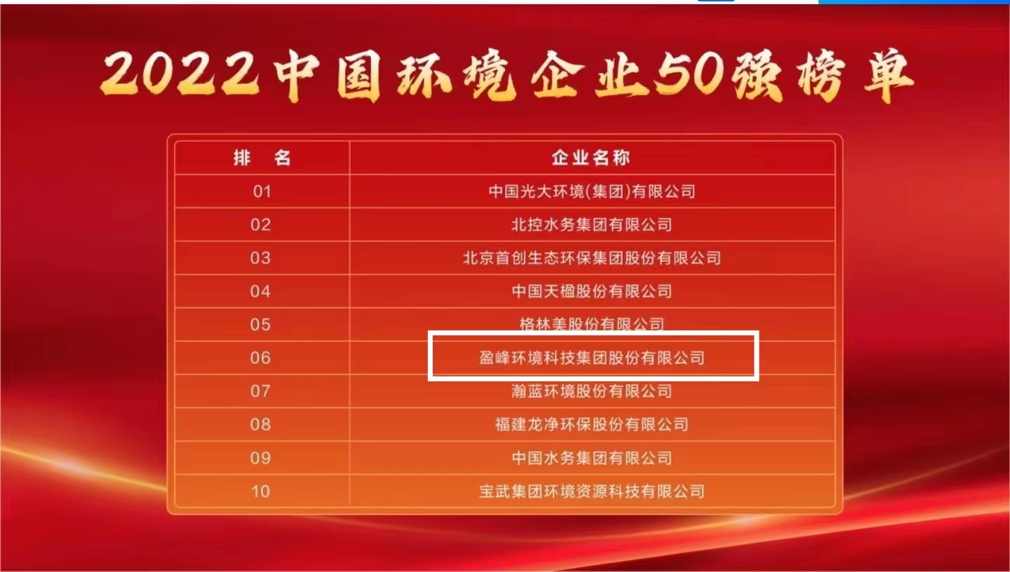 香港正挂挂牌a连续5年荣登“中国环境企业50强”榜单